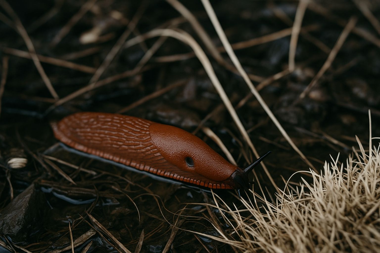 Händer lägger ut äggskal som naturlig snigelbekämpning i en trädgård.